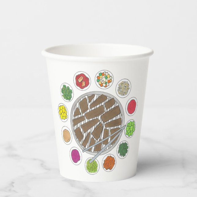 Korean BBQ Barbecue Roast Bulgogi Banchan Food Paper Cups (Front)
