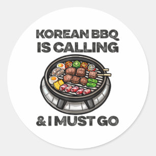 Korean Bbq Funny Korean Barbecue Food Lover Asian Classic Round Sticker