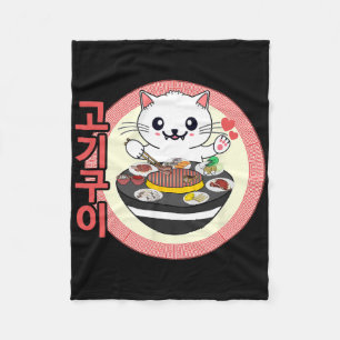 Korean Bbq Kbbq Kawaii Cat Fleece Blanket