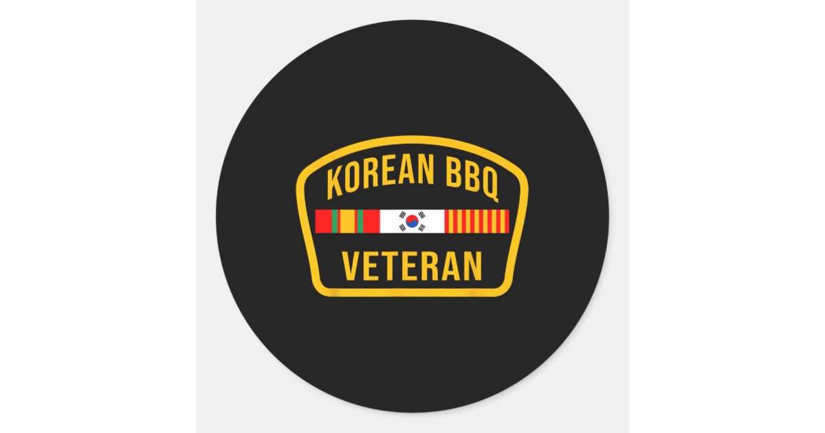 Korean Bbq Veteran Funny Food Lover Gym Cheat Day Classic Round Sticker ...
