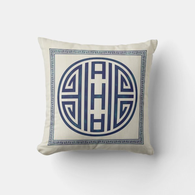 Korean Blue and White Pillow (Front)