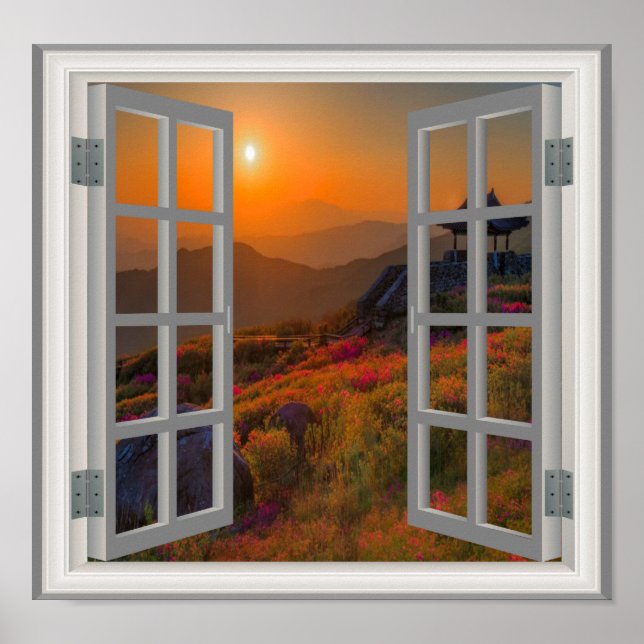 Korean Buddhist Temple 🍂 Fake Window Frame Poster (Front)