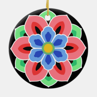Korean Dancheong Flower Ceramic Ornament