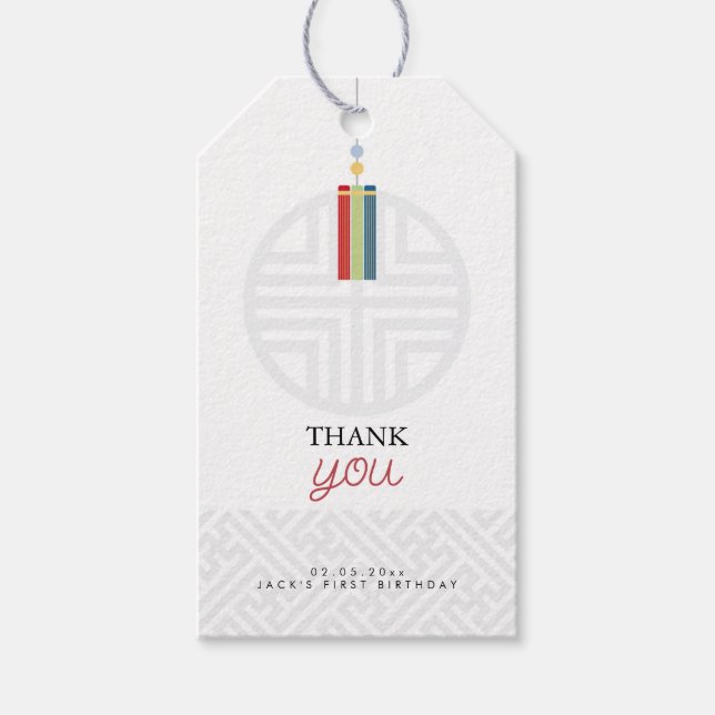 Korean Doljanchi rectangle favour tag (Front)