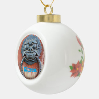 Korean Dragon Door Knocker Ceramic Ball Christmas Ornament