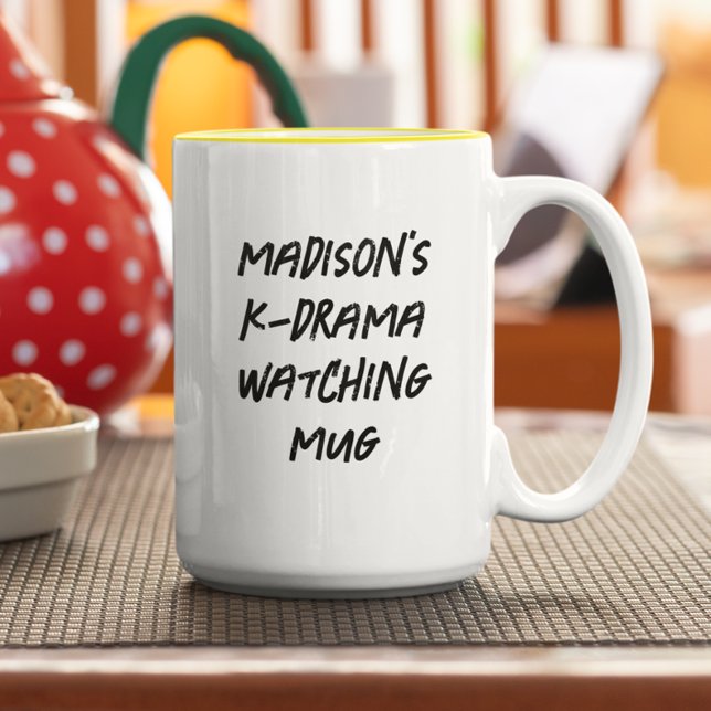 Korean Drama Watching Personalised Two-Tone Coffee Mug (Creator Uploaded)