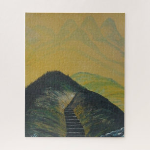 Korean Dream Yellow Mountain Abstract Staircase Jigsaw Puzzle