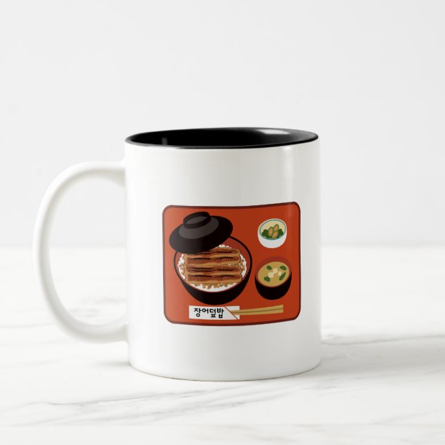 Korean eel rice bowl set Two-Tone coffee mug (Left)