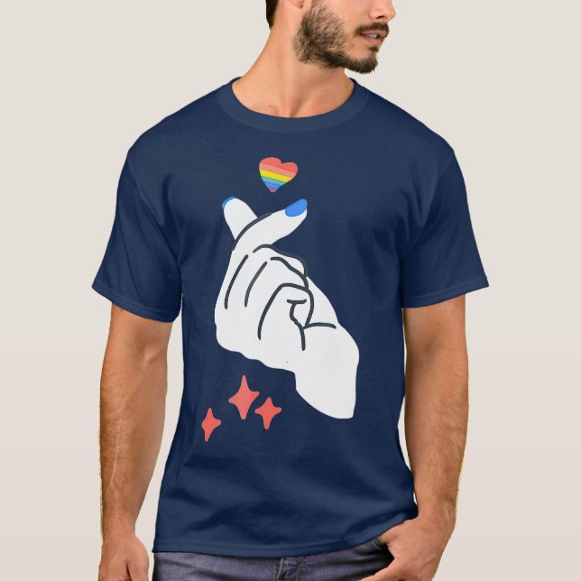 Korean Finger Heart Gay LGBQ Kpop Kdrama Love T-Shirt (Front)