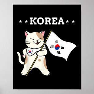 Korean Flag And Cat South Korea  Poster