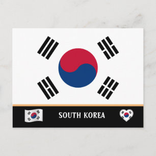 Korean Flag & Korean country travel / South Korea Postcard