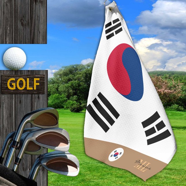 Korean flag & South Korea monogrammed / golf towel (Creator Uploaded)