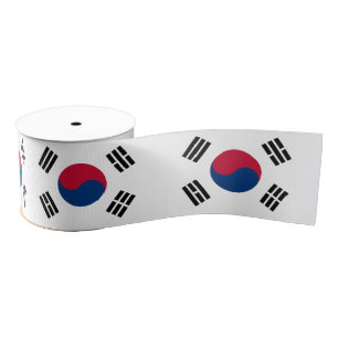 Korean Flag & South Korea travel, holiday/sports Grosgrain Ribbon