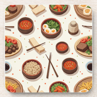 Korean food image beverage coaster