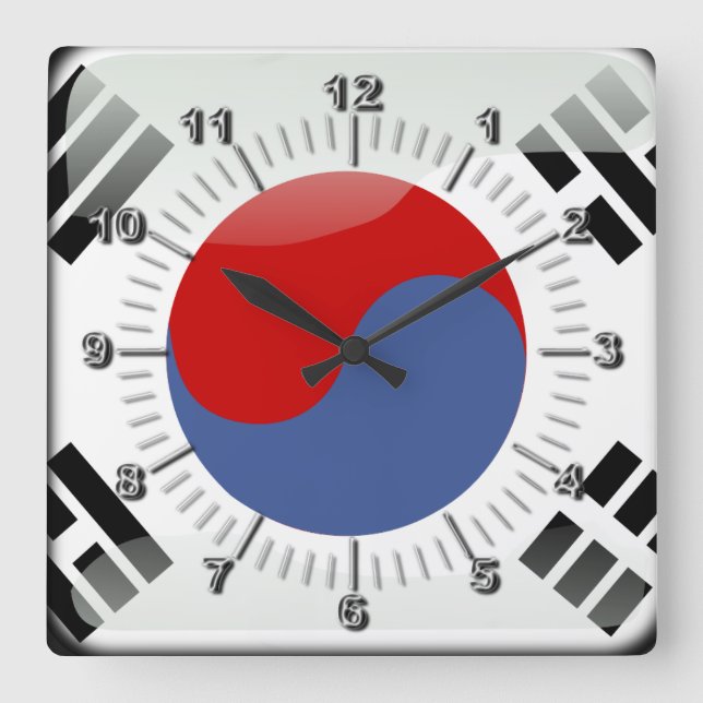 Korean glossy flag square wall clock (Front)