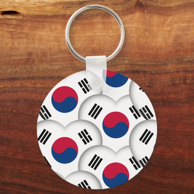 Korean Hearts & Korean Flag /South Korea Key Ring (Front)