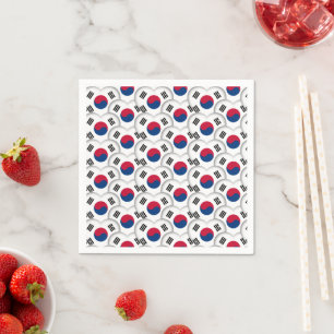 Korean Hearts & Korean Flag /South Korea Napkin