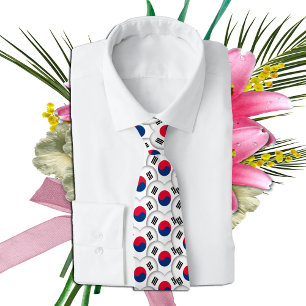 Korean Hearts & Korean Flag /South Korea Tie