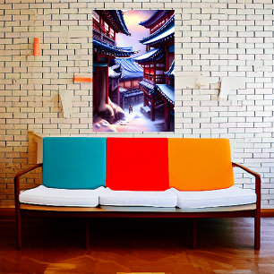 Korean in the snowy winter AI Art Poster