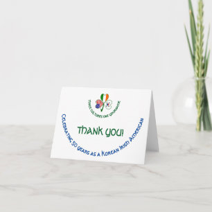 Korean Irish American Shamrock Thank You Card
