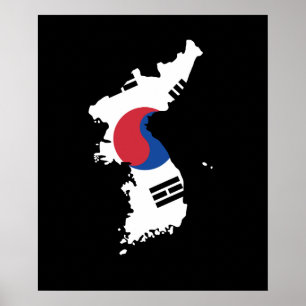 Korean K-Pop Fan Reunification Peninsula Map Poster