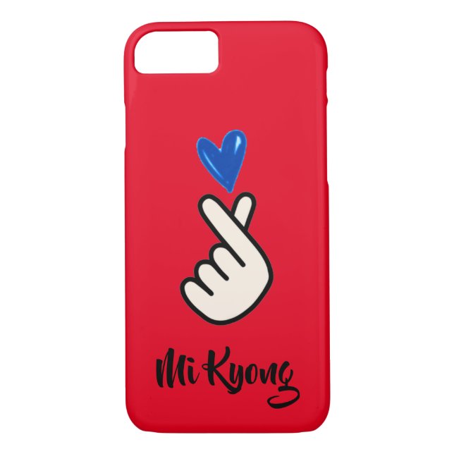 Korean K-pop Hand Heart Red Blue Case-Mate iPhone Case (Back)