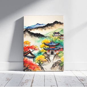 Korean Landscape Ink Painting Canvas Print