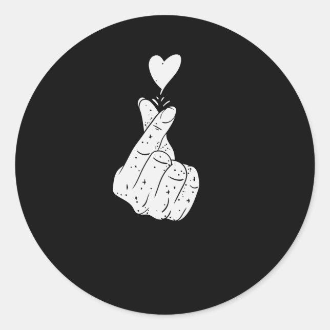 Korean Love Sign Classic Round Sticker (Front)
