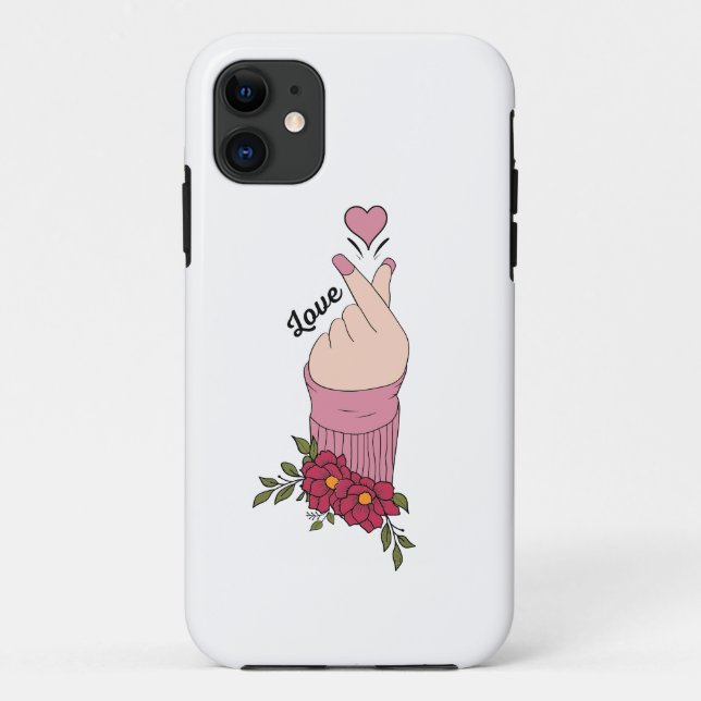 Korean Love Sign Finger Heart iPhone Case – Minima (Back)