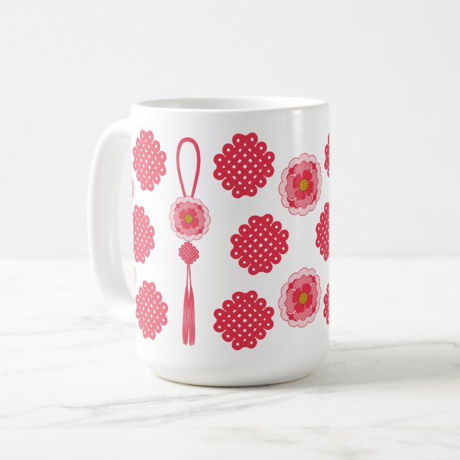 Korean Norigae Flower Tassel Design Coffee Mug (Front Left)
