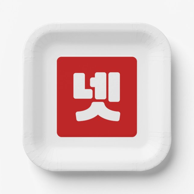 Korean Number 4 Four 넷 【Net】 Hangul Paper Plate (Front)