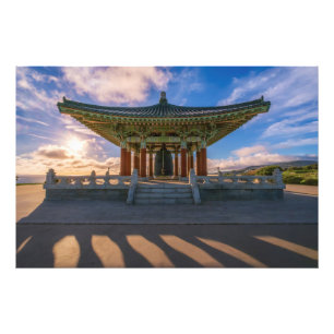 Korean Pavilion Enlarged Photo Sunset Wall Art