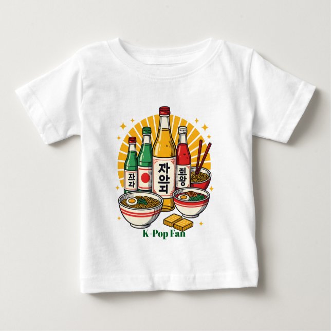 Korean Pop Culture Chest Print Baby T-Shirt (Front)