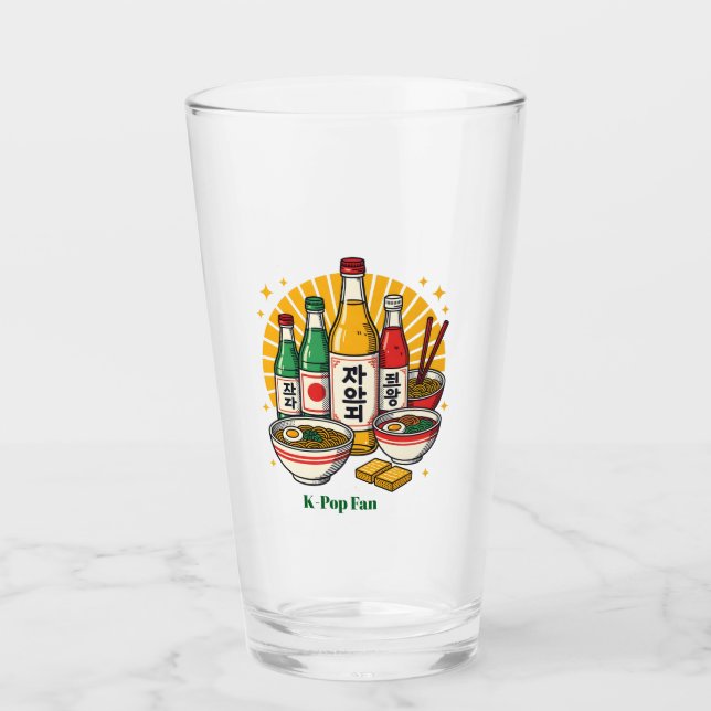 Korean Pop Culture Chest Print T-Shirt Glass (Front)