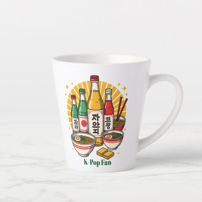 Korean Pop Culture Chest Print T-Shirt Glass Coffe Latte Mug (Right)