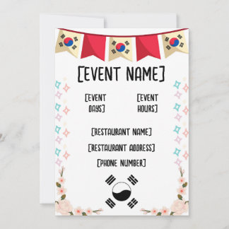 Korean restaurant events and inauguration invitation
