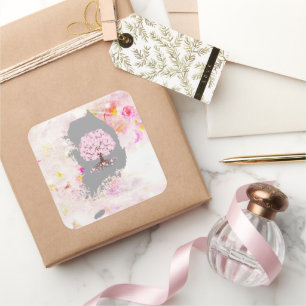 Korean Roots Sakura Tree Notebook Ipad Air Cover Square Sticker
