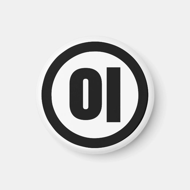 Korean Sino Number 2 Two 이 【I】 Hangul Magnet (Front)