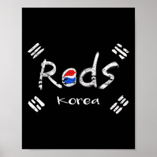 Korean Soccer Red With Korean Flag Poster