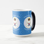 Korean (South) Angel Hanukkah Flag Personalised  Magic Mug<br><div class="desc">Magic morphing mug features a South Korean Flag Angel, dressed in the flag of the Republic of Korea, inside a white, fractal circle of squiggly squares. The circle is on a blue fractal background of squiggly squares. Add a name, holiday, and year to personalise your mug as a gift or...</div>