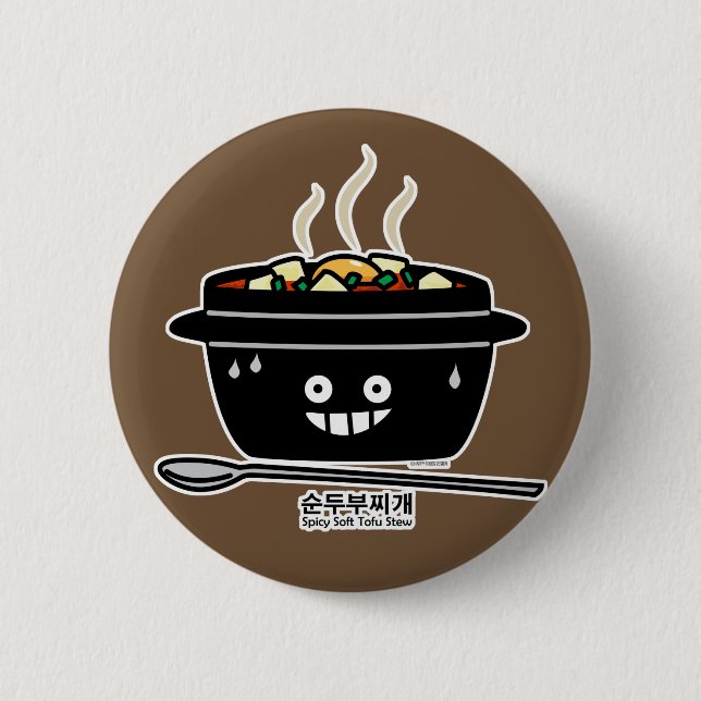 Korean Spicy soft Tofu Stew soup Sundubu jjigae 6 Cm Round Badge (Front)