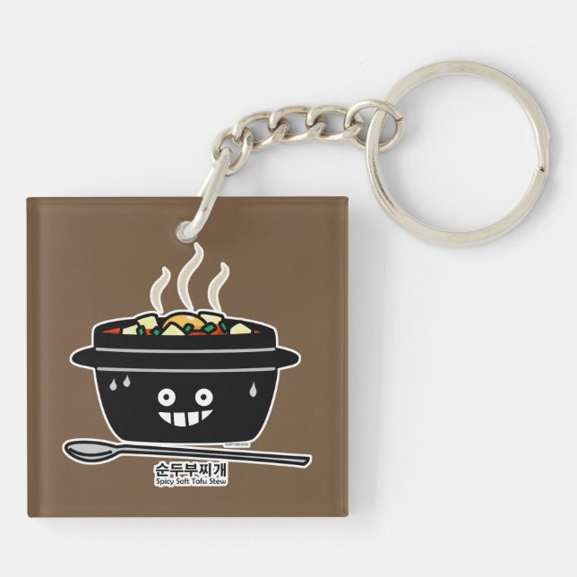 Korean Spicy soft Tofu Stew soup Sundubu jjigae Key Ring (Back)