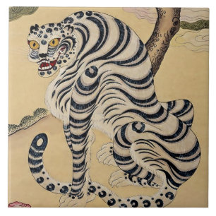 Korean Striped Tiger Minhwa Ceramic Tile
