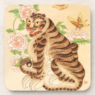 Korean Striped Tiger Vintage Minhwa Coaster