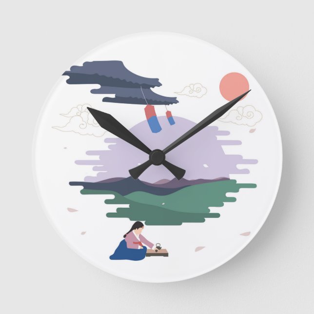 Korean Theme Round Clock (Front)