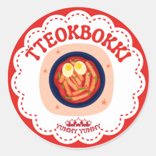 Korean Tteokbokki Sticker Cute K-Food Round Labe