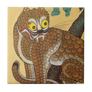 Korean Ugly Tiger Folk Minhwa Ceramic Tile