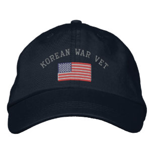 Korean Vet with American Flag Embroidered Hat