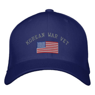 Korean Vet with American Flag Military Embroidered Hat