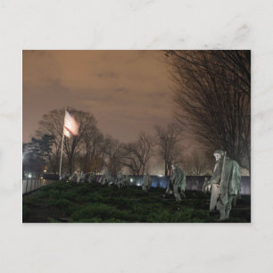Korean War Memorial Washington Monument night Postcard